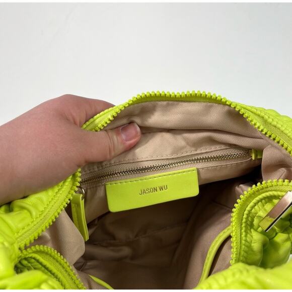Jason Wu Fay Bubble Vegan Leather Baguette Shoulder Bag in Electric Lime Neon - Picture 4 of 7